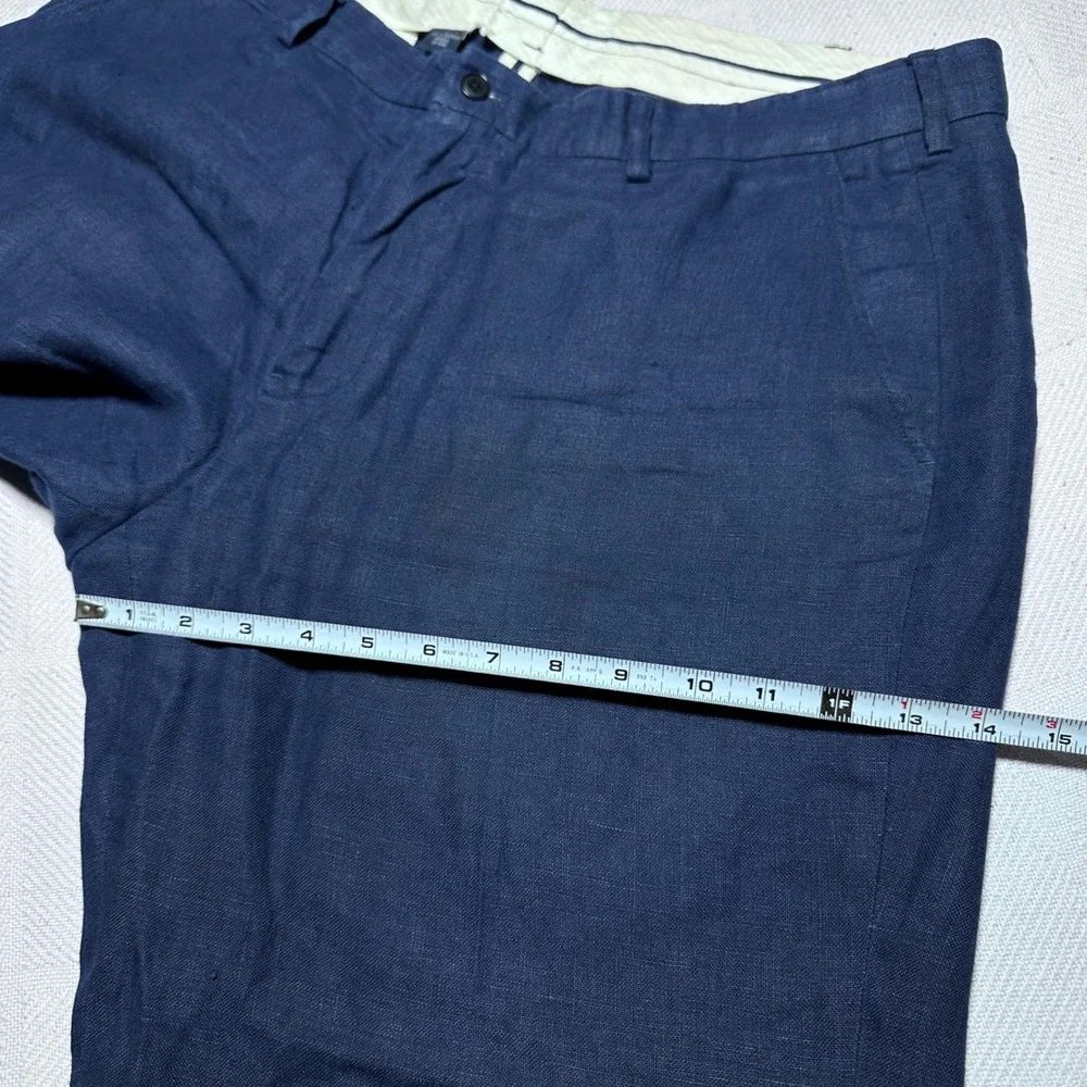 Polo Ralph Lauren Dress Pants 38x27 100% Linen Relaxed Straight Navy Chino Pants